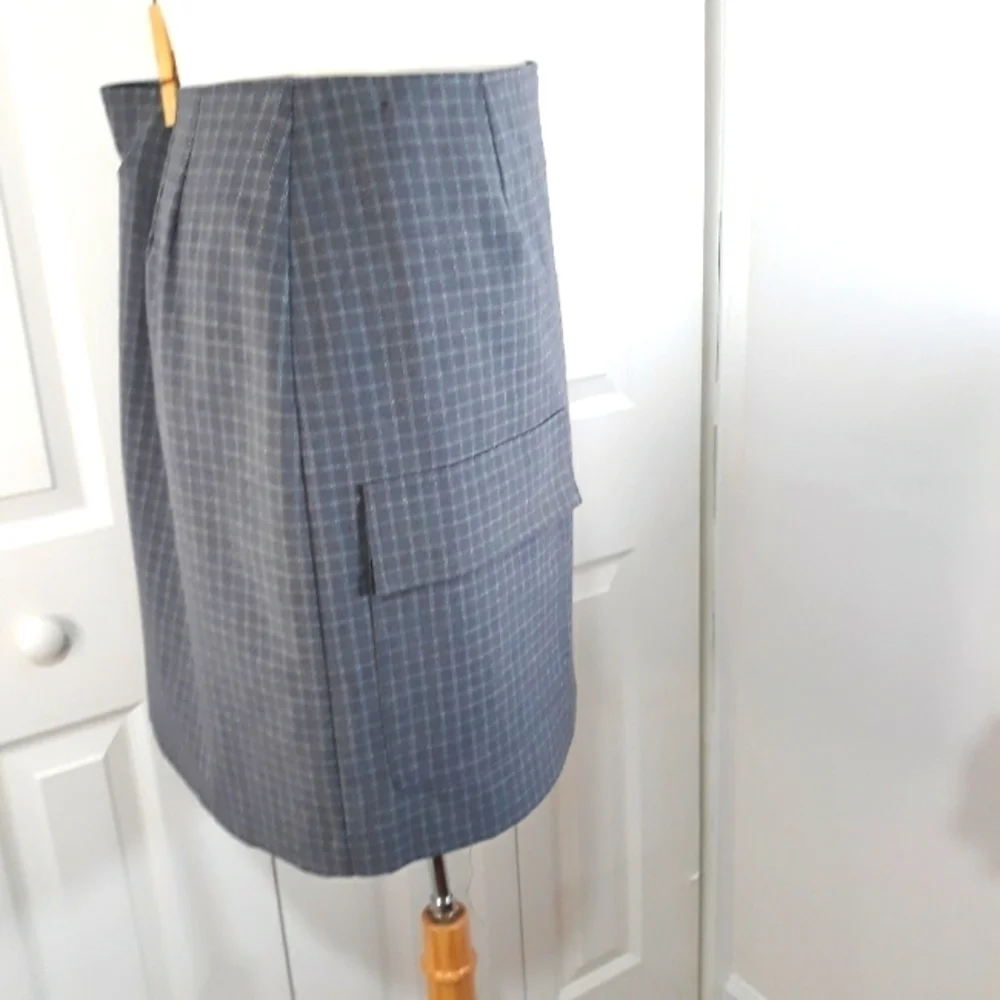 Geoffrey Beene Wrap Skirt Plaid Gray Lined Size 12